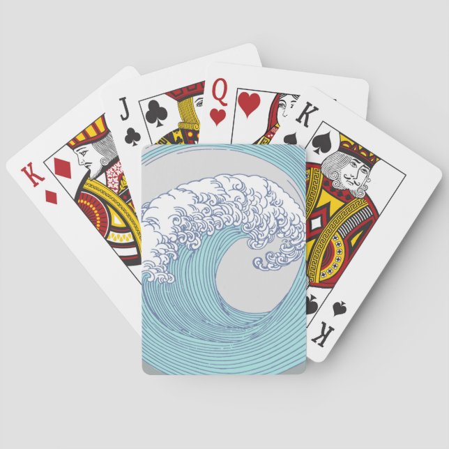 Baraja De Cartas Surf asiático japonés ondea arte oceánico (Reverso)