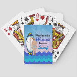 Baraja De Cartas Surfboard Ocean Waves Blue Motivation Cita