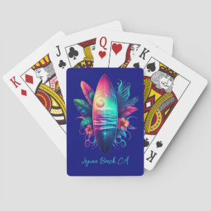 Baraja De Cartas Surfboard Tropical Beach-