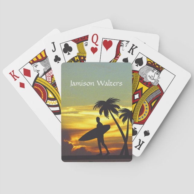Baraja De Cartas Surfer Silhouette at Sunset - Personalize (Reverso)