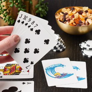 Baraja De Cartas Surfing Boy Blue Wave Jugando Tarjetas