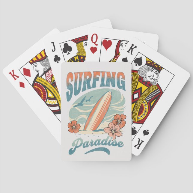 Baraja De Cartas Surfing Paradise estilo retro (Reverso)