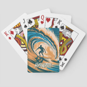 Baraja De Cartas Surfista de texto personalizado olas de surf arte