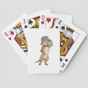 Baraja De Cartas Suricata como piloto con sombrero de piloto