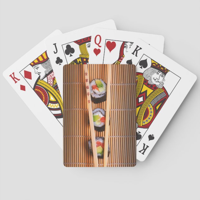 Baraja De Cartas Sushi y palillos de madera (Reverso)