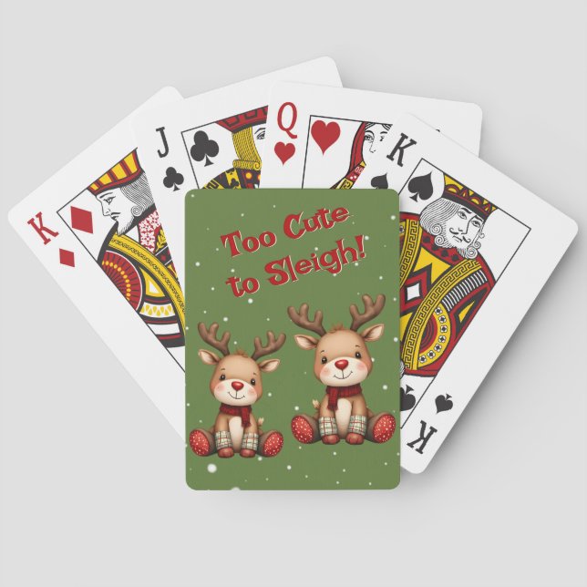 Baraja De Cartas Sweet Reindeer Pair in Holiday Snowfall (Reverso)
