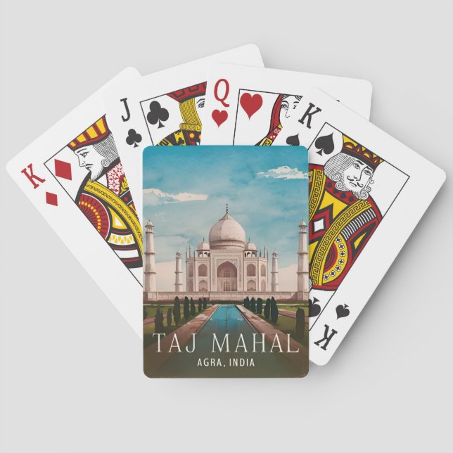 Baraja De Cartas Taj Mahal India Retro Scene (Reverso)
