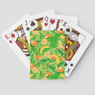 Baraja De Cartas Tangerinas, plátanos y hojas tropicales