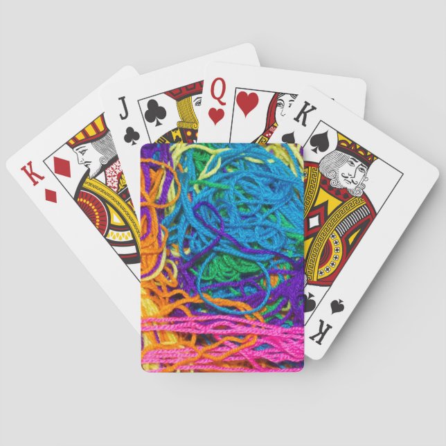 Baraja De Cartas Tangles Yarn Crocheting y fotografía de punto (Reverso)