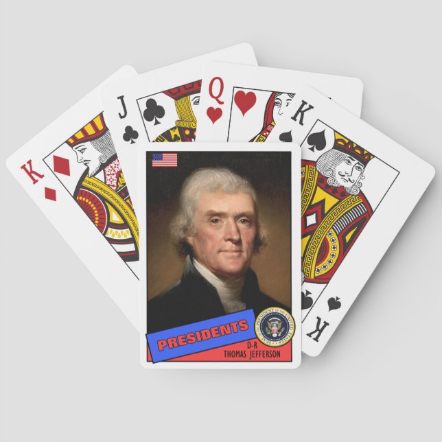 Baraja De Cartas Tarjeta de béisbol de Thomas Jefferson (Reverso)
