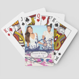 Baraja De Cartas Tarjeta de bodas de pájaros de amor rosa y azul ma
