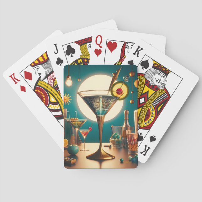 Baraja De Cartas Tarjeta de circuito futurista atómico Martini (Reverso)