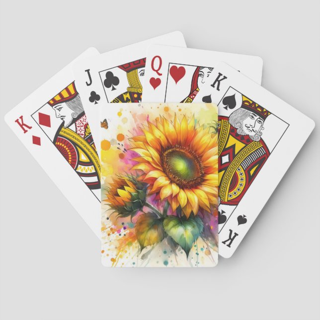 Baraja De Cartas Tarjeta de juego clásica - girasol amarillo (Reverso)