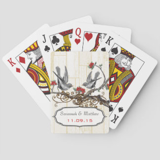 Baraja De Cartas Tarjeta de juego de Boda de pájaro de amor gris vi