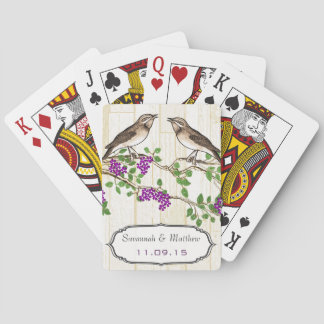 Baraja De Cartas Tarjeta de juego de Boda de pájaro de amor púrpura