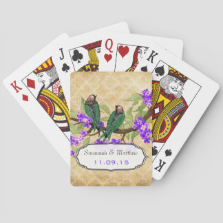 Baraja De Cartas Tarjeta de juego de Boda de pájaro de amor verde v