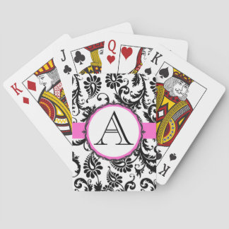 Baraja De Cartas Tarjeta de juego de Boda rosa monogramado de Damas