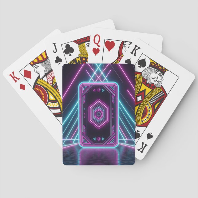 Baraja De Cartas Tarjeta de juego de neón futurista (Reverso)