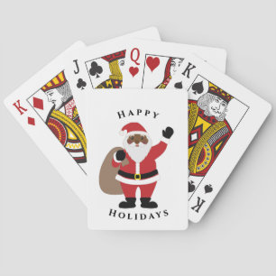 Baraja De Cartas Tarjeta de juego de Papá Noel afroamericano