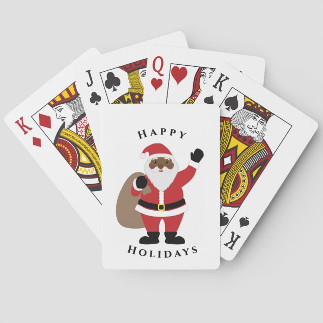 Baraja De Cartas Tarjeta de juego de Papá Noel afroamericano (Reverso)
