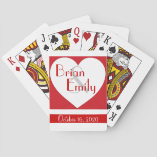 Baraja De Cartas Tarjeta de juego simple de boda de corazón blanco 