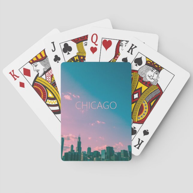 Baraja De Cartas Tarjeta de juego Skyline de Chicago (Reverso)