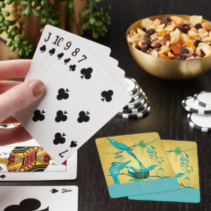 Baraja De Cartas Tarjeta de juego Verde azulada del Boda Hummingbir