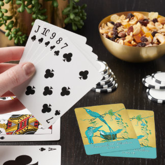 Baraja De Cartas Tarjeta de juego Verde azulada del Boda Hummingbir