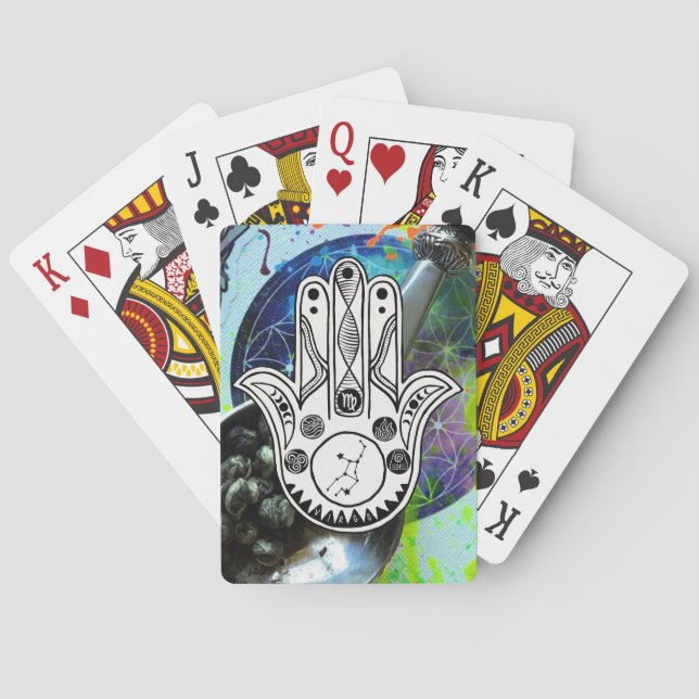 Baraja De Cartas Tarjeta de mano Virgo zodiac hamsa (Reverso)