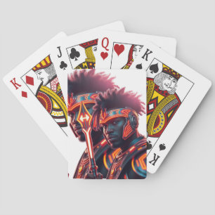 Baraja De Cartas Tarjeta de póquer Afrofuturista Neon Warrior