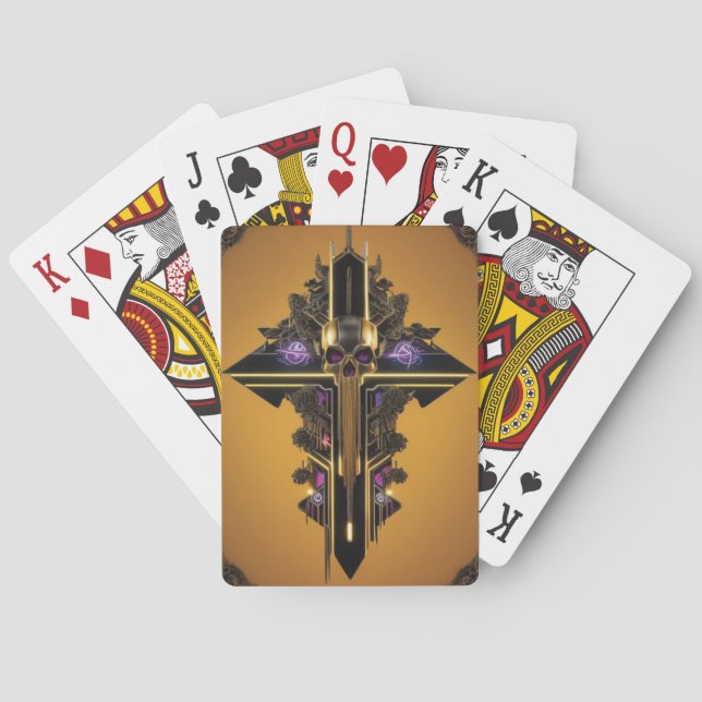 Baraja De Cartas Tarjeta de reproducción de cráneo gótica (Reverso)