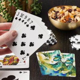 Baraja De Cartas Tarjeta de reproducción de gato verde