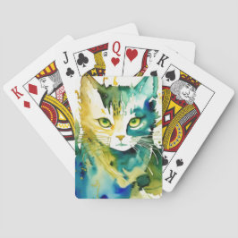 Baraja De Cartas Tarjeta de reproducción de gato verde