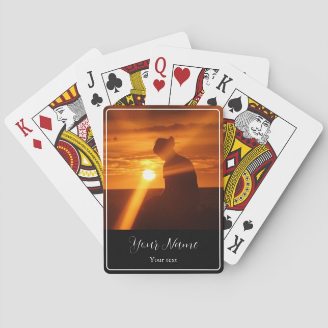 Baraja De Cartas Tarjeta de reproducción de nombre y foto (Reverso)