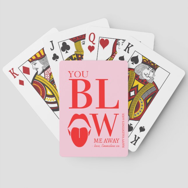 Baraja De Cartas Tarjeta Día de San Valentín roja traviesa (Reverso)