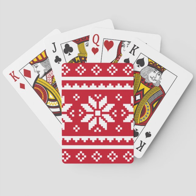 Baraja De Cartas Tarjeta divertida de Navidad con patrón nórdico (Reverso)