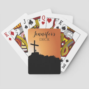 Baraja De Cartas Tarjetas de agradecimiento de cruz religiosa