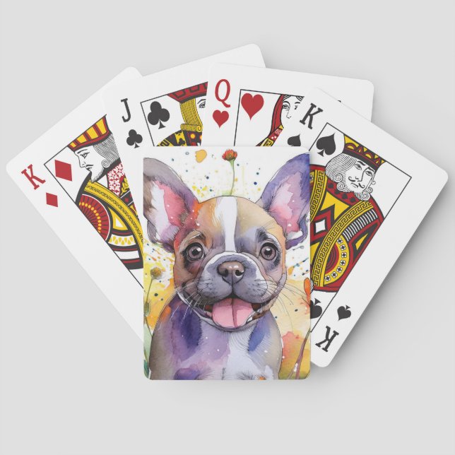 Baraja De Cartas Tarjetas de Bulldog francesas (Reverso)