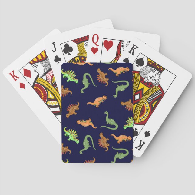 Baraja De Cartas Tarjetas de dinosaurios lindos jugando (Reverso)