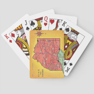 Baraja De Cartas Tarjetas de felicitación del mapa vintage de Ohio