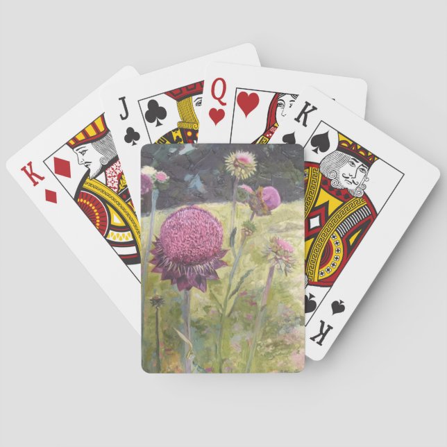 Baraja De Cartas Tarjetas de flores violetas silvestres (Reverso)