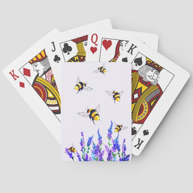 Baraja De Cartas Tarjetas de flores y abejas jugando (Reverso)