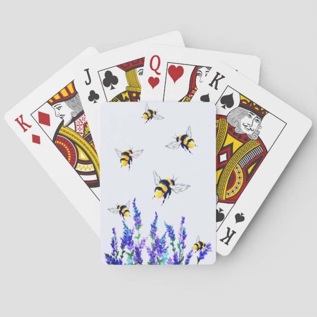Baraja De Cartas Tarjetas de flores y abejas volando (Reverso)