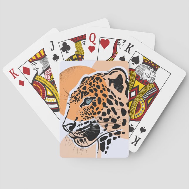 Baraja De Cartas Tarjetas de impresión Leopardo - Diseño de gato gr (Reverso)