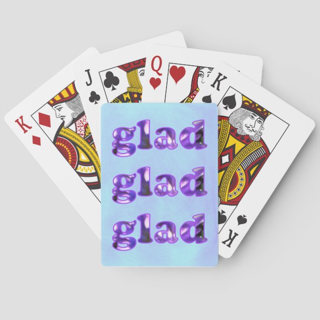 Baraja De Cartas Tarjetas de juego alegres sobre azul lavanda (Reverso)