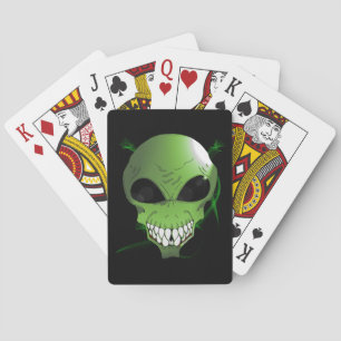 Baraja De Cartas Tarjetas de juego alienígenas verdes, caras de índ