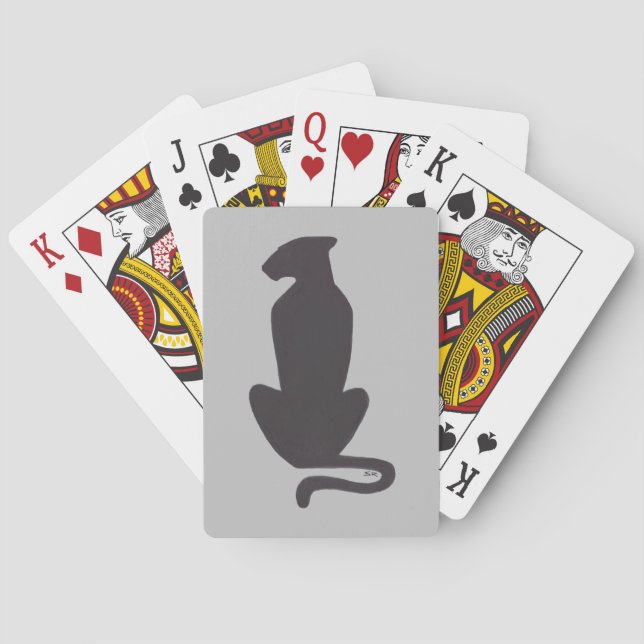 Baraja De Cartas Tarjetas de juego Black Cat Silhouette gris Poker (Reverso)