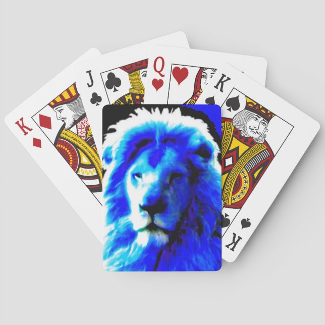 Baraja De Cartas Tarjetas de juego Blue de Lion Head (Reverso)