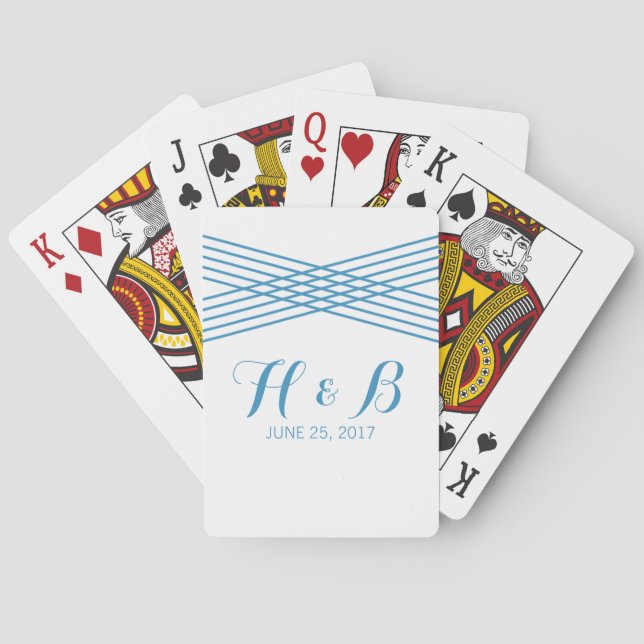 Baraja De Cartas Tarjetas de juego Blue Modern Deco (Reverso)