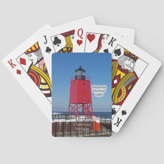 Baraja De Cartas Tarjetas de juego Charlevoix Pierhead Light (Reverso)